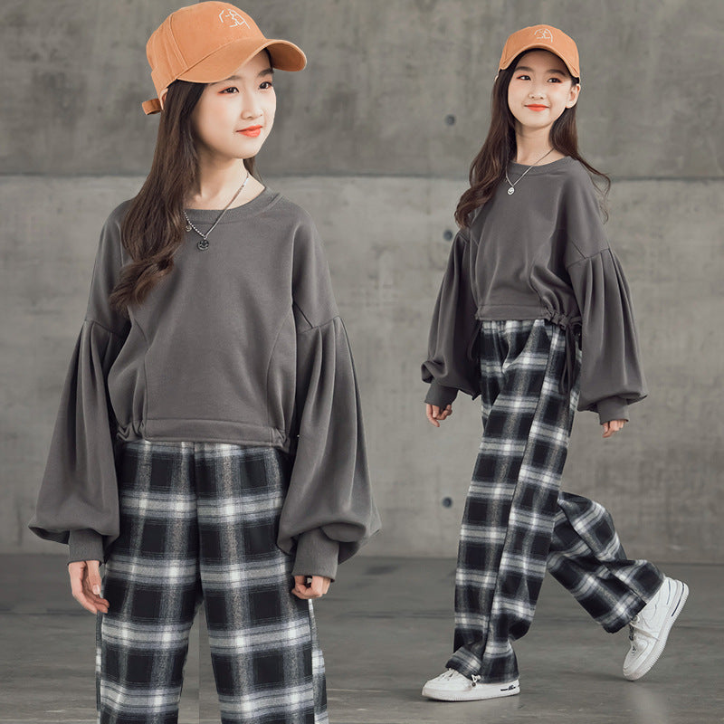 Trendy Plaid Trouser & Plain Shirt for Kids