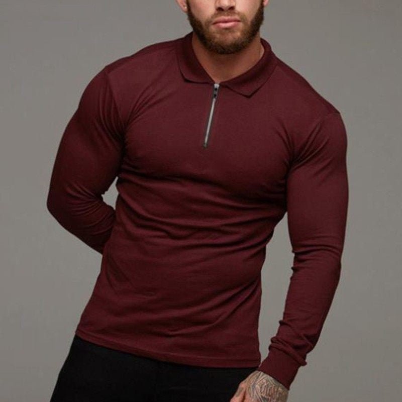 MuscleFlex Zip-Up Long Sleeve Shirt for Men