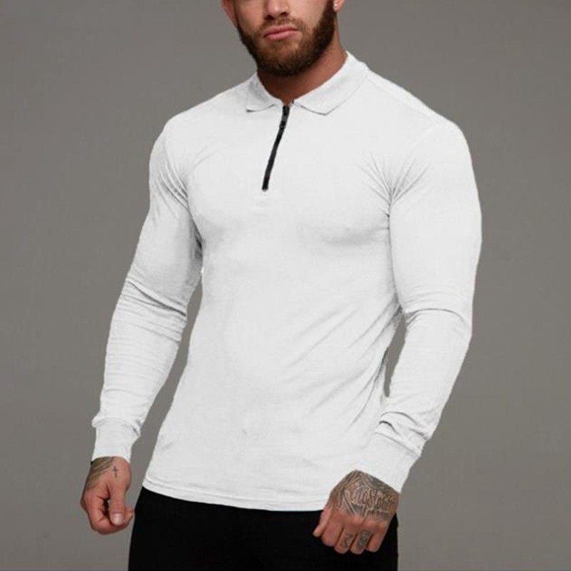 MuscleFlex Zip-Up Long Sleeve Shirt for Men