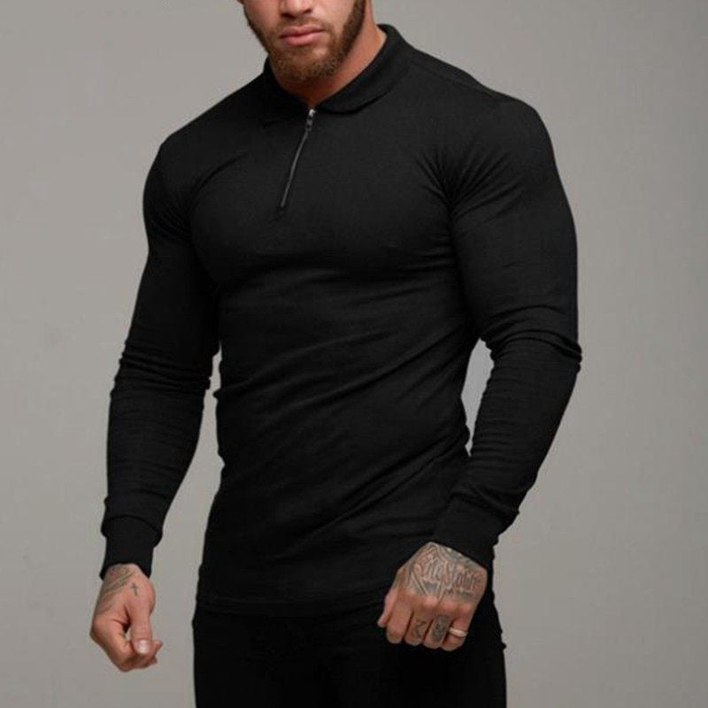 MuscleFlex Zip-Up Long Sleeve Shirt for Men