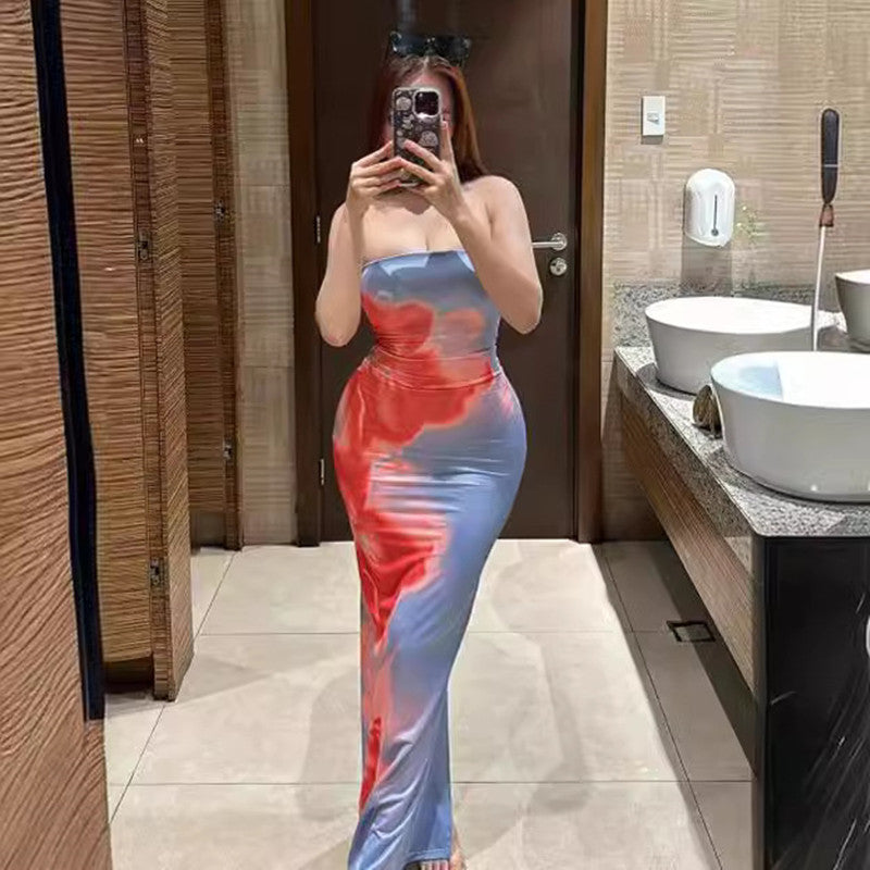 Slim Slit Tube Long Dress for summer