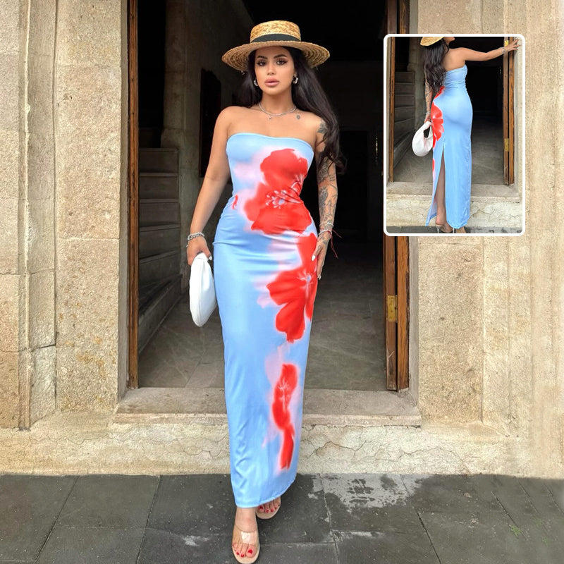 Slim Slit Tube Long Dress for summer