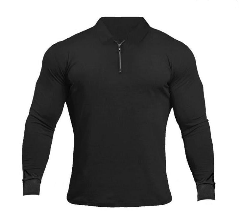 MuscleFlex Zip-Up Long Sleeve Shirt for Men