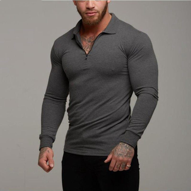 MuscleFlex Zip-Up Long Sleeve Shirt for Men