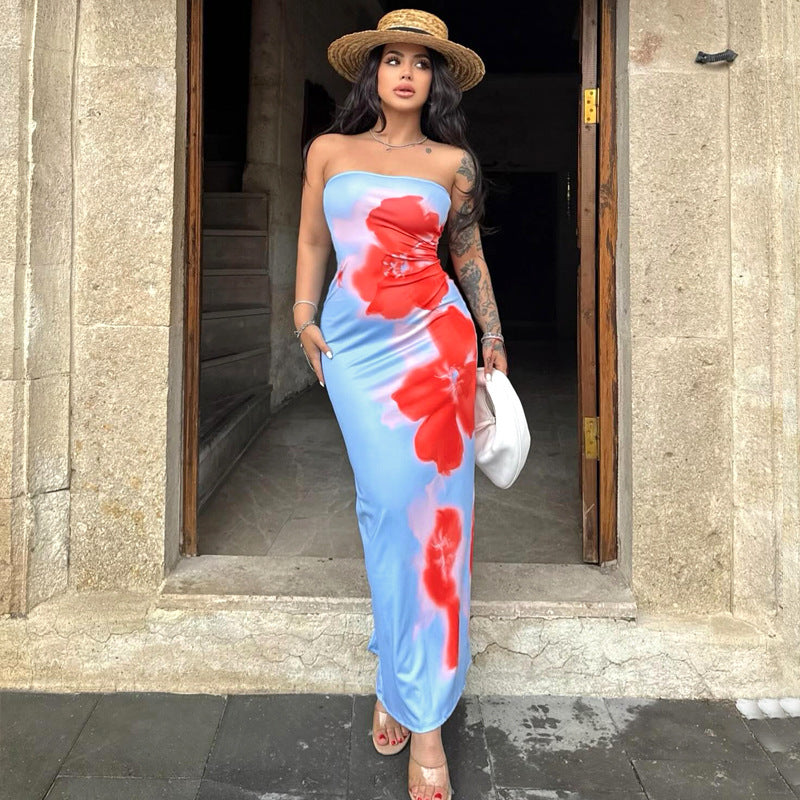 Slim Slit Tube Long Dress for summer